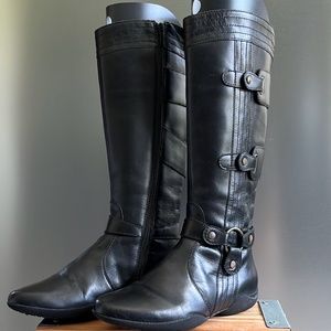 Geox Tall Black Leather Waterproof Boots 38